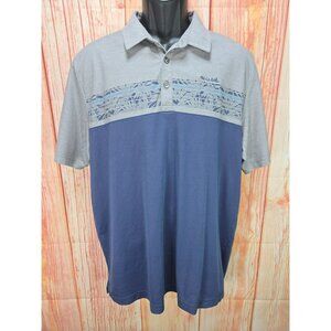 Travis Mathew XL Mens Polo Shirt Gray & Blue Pima Cotton Blend